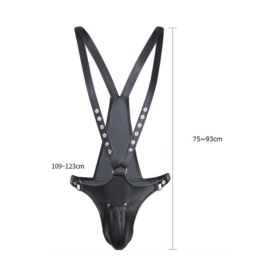 Singlet Open Rompers Simili Noir