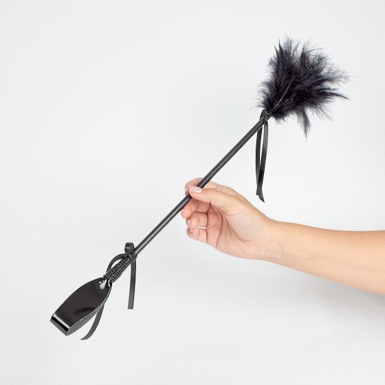 Cravache et Plumeau Secret Touch 50cm Noir