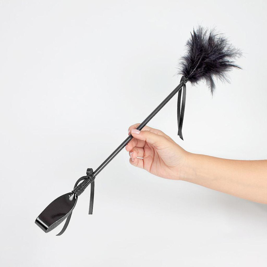 Cravache et Plumeau Secret Touch 50cm Noir