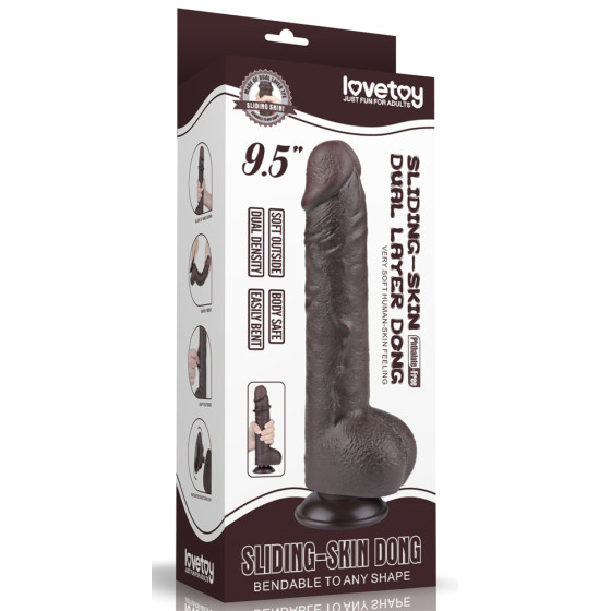 Gode avec Bourses Sliding Skin 18 x 4.7cm Noir