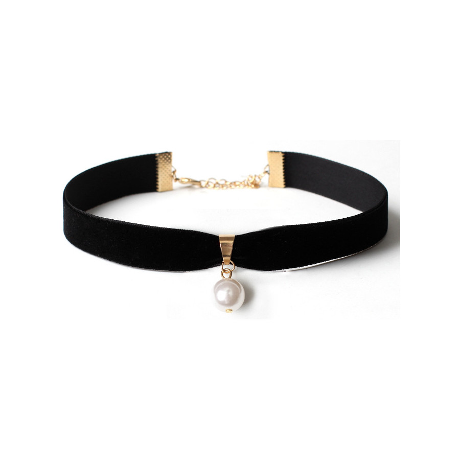 Ras de Cou Pearl Velvet Noir