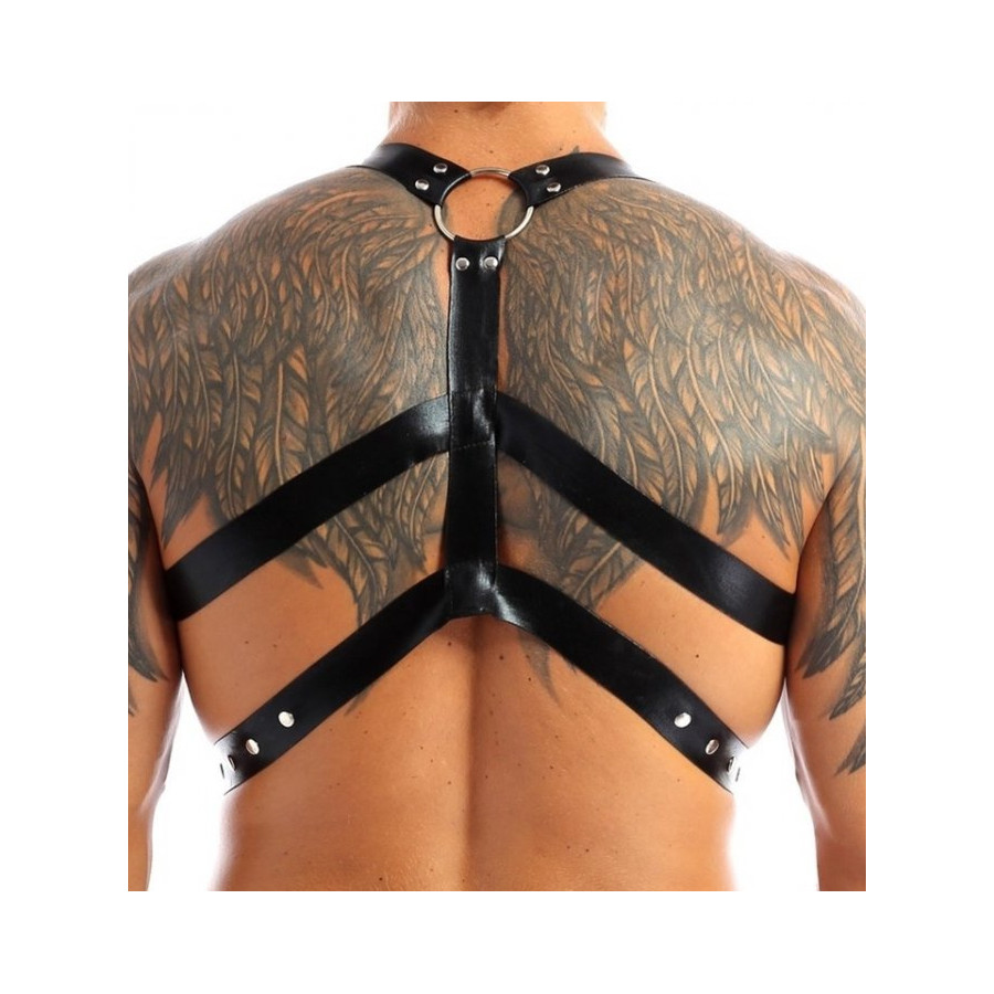 Harnais lanières Fines Thin Chest Simili Noir