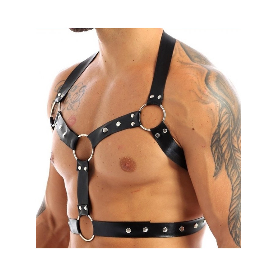 Harnais lanières Fines Thin Chest Simili Noir