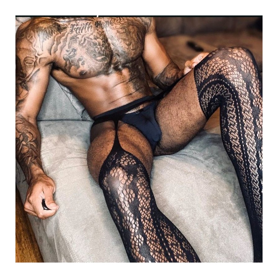 Bas effet porte-jarretelles Erotic Panty Noirs