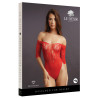 Body ouvert Rhinestone - Rouge