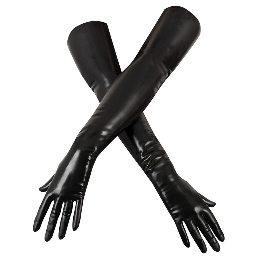 Gants longs en latex Tenue Bdsm Noirs