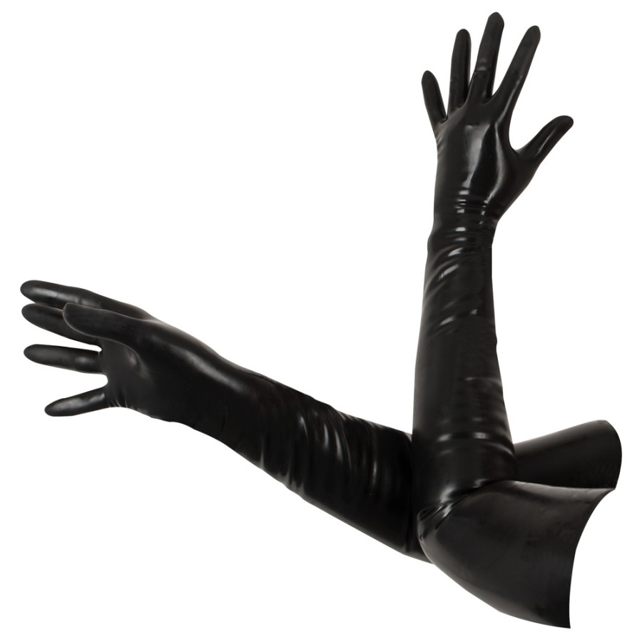Gants longs en latex Tenue Bdsm Noirs