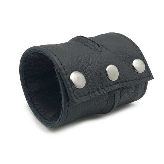 Poignet bracelet de force en cuir - Noir/Noir-  avec zip 