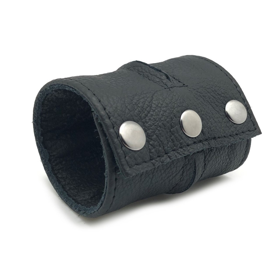 Poignet bracelet de force en cuir - Noir/Noir-  avec zip 