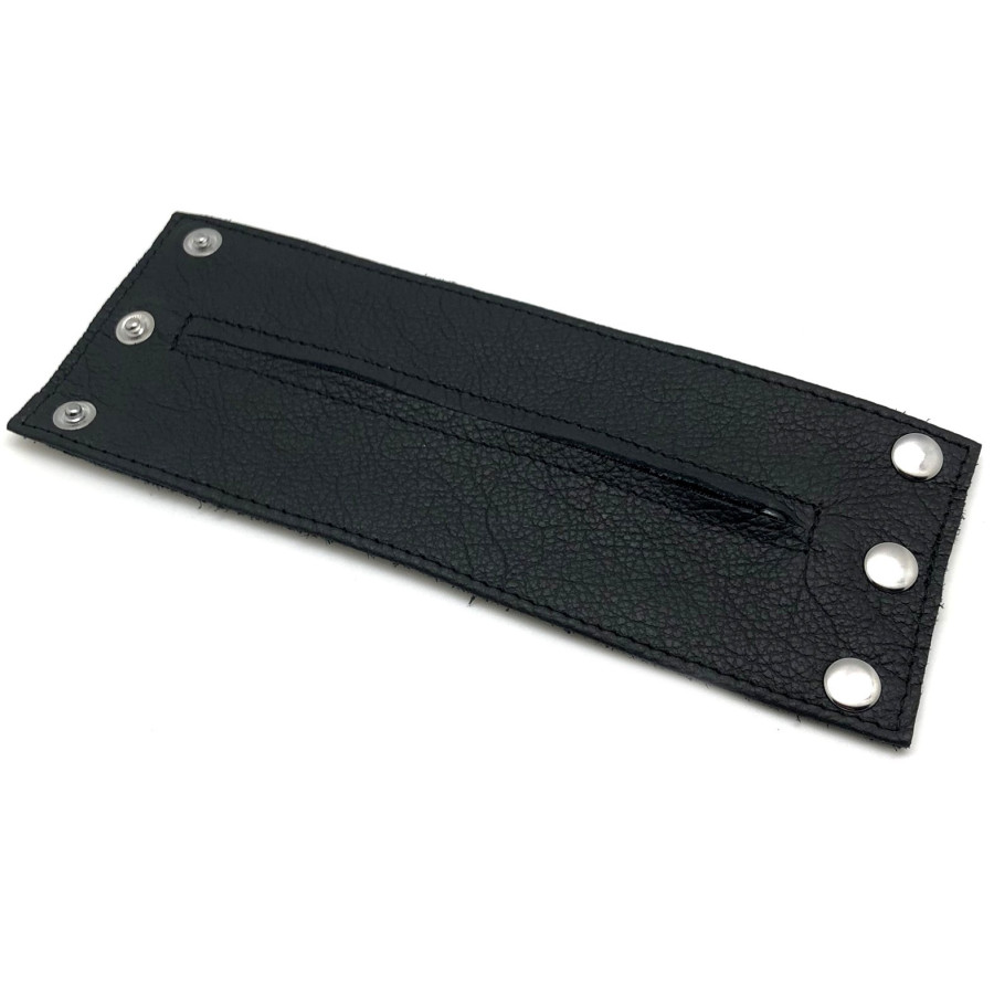 Poignet bracelet de force en cuir - Noir/Noir-  avec zip 