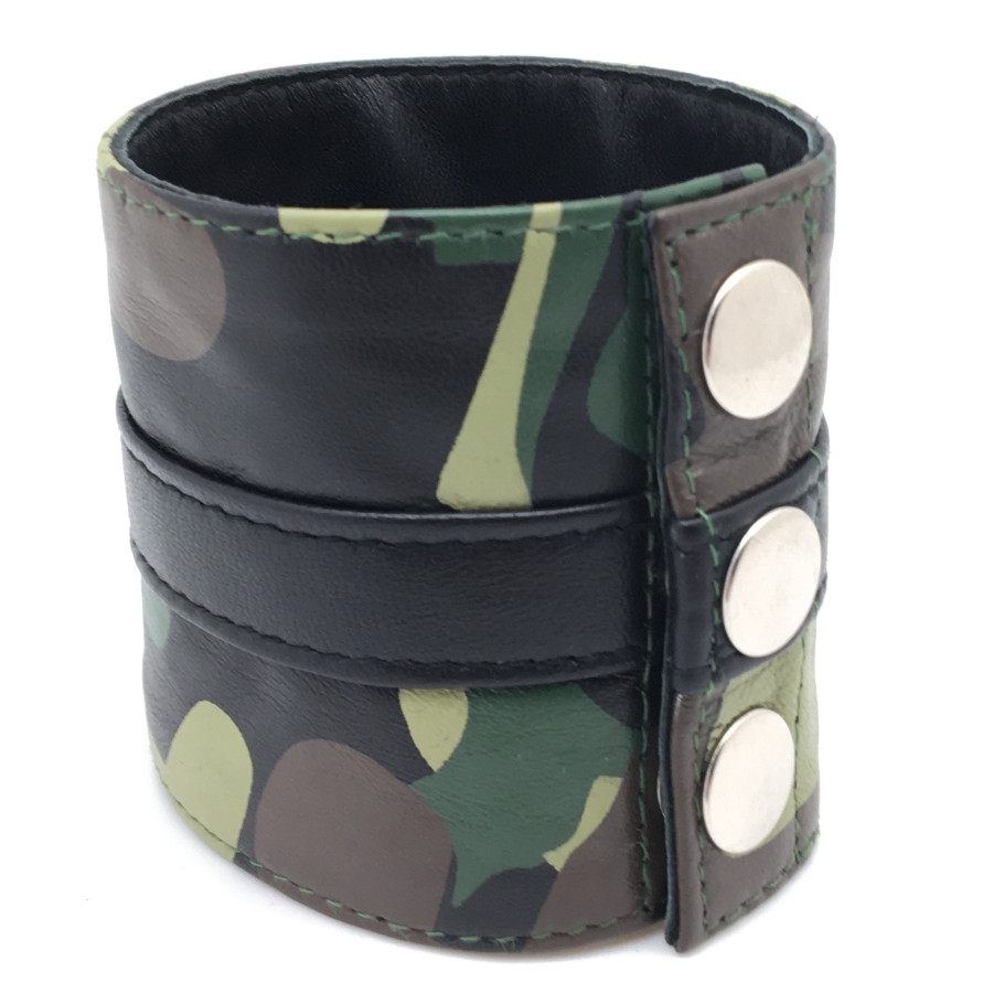 Poignet bracelet de force en cuir - Camouflage -  avec zip 