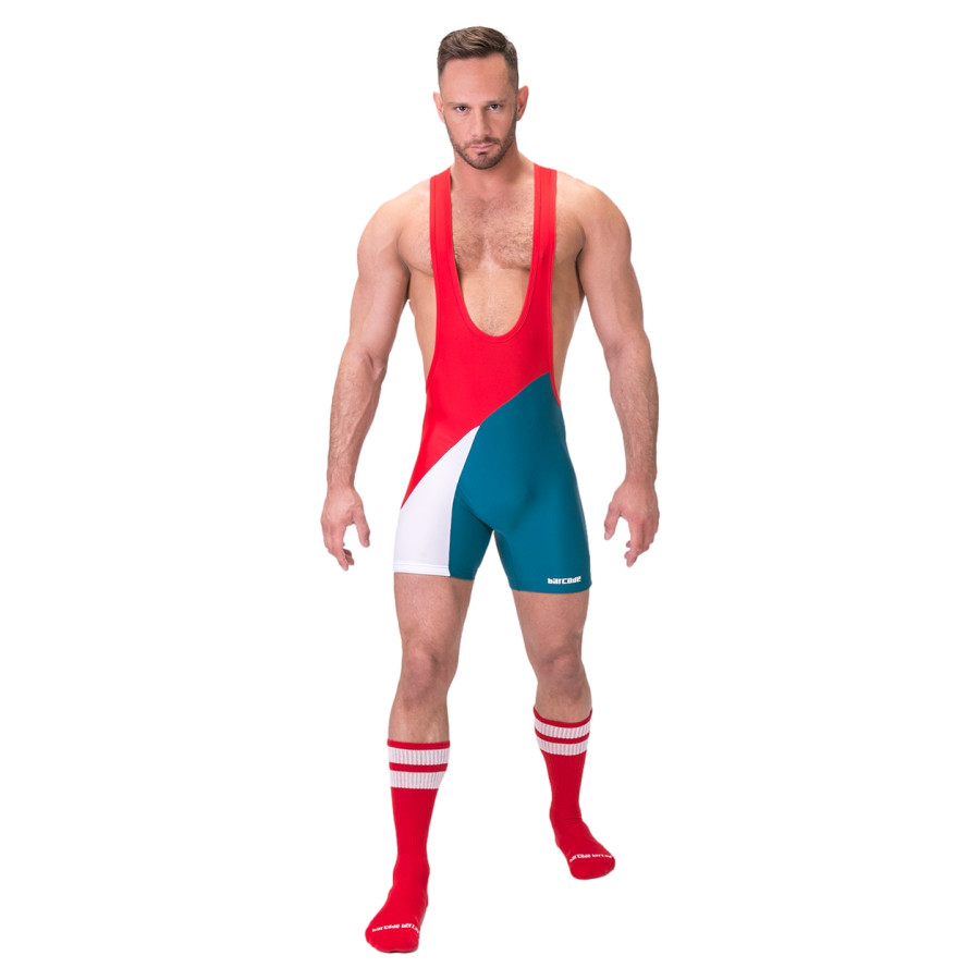 Body Singlet Luckenwalde Rouge-Bleu pétrole
