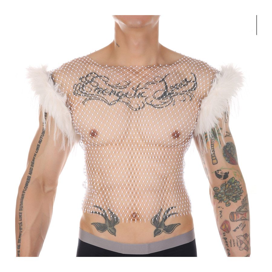 Débardeur Résille Perles et Plumes Nightfizz Blanc