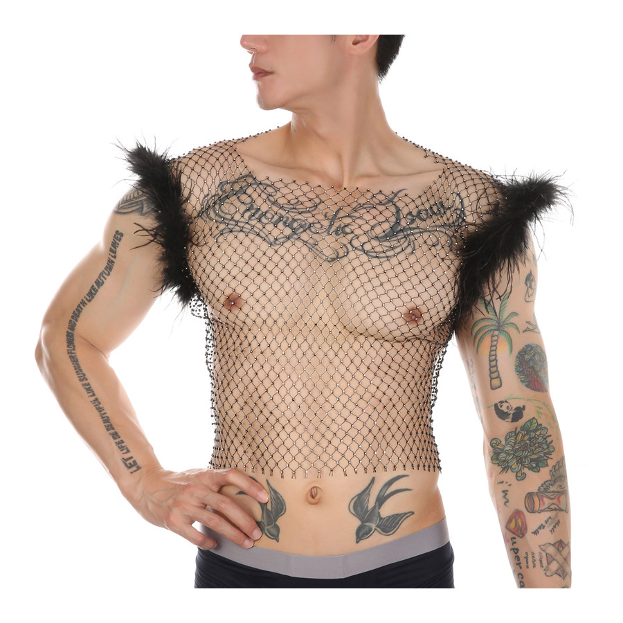 Débardeur Résille Perles et Plumes Nightfizz Noir