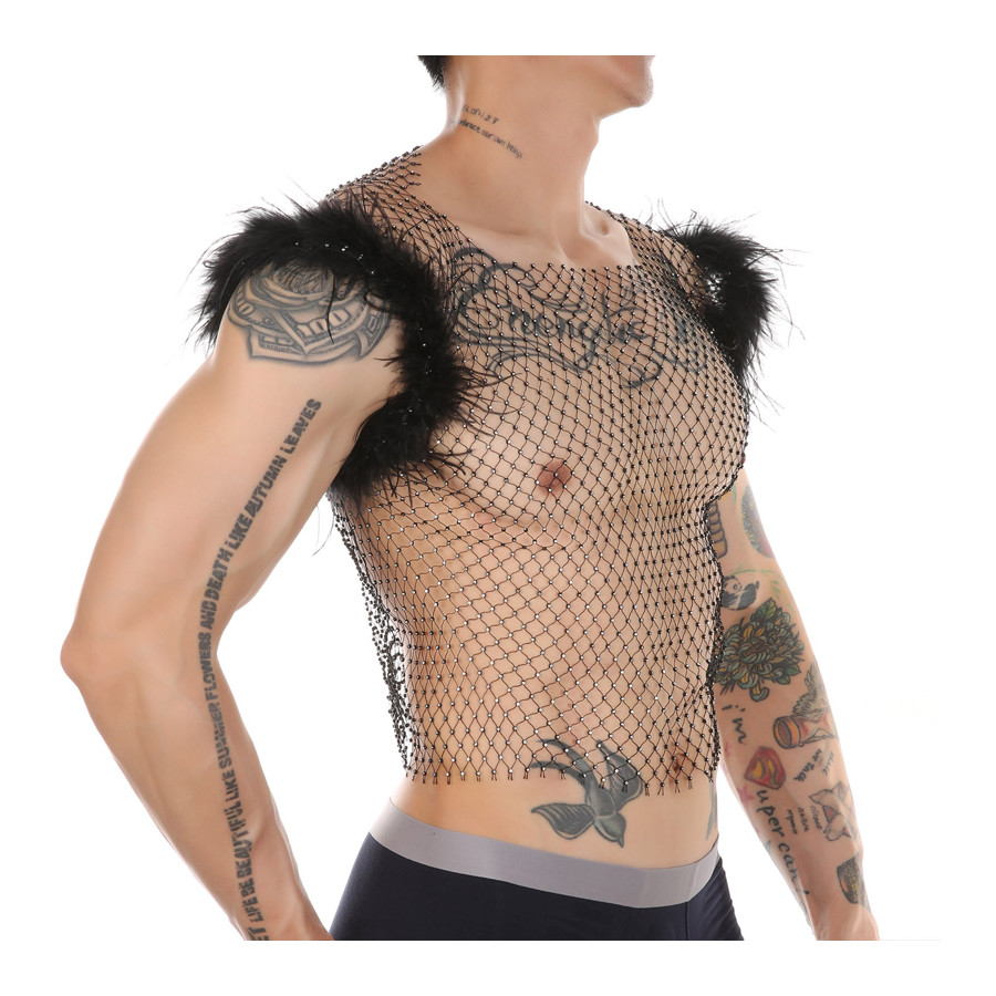Débardeur Résille Perles et Plumes Nightfizz Noir