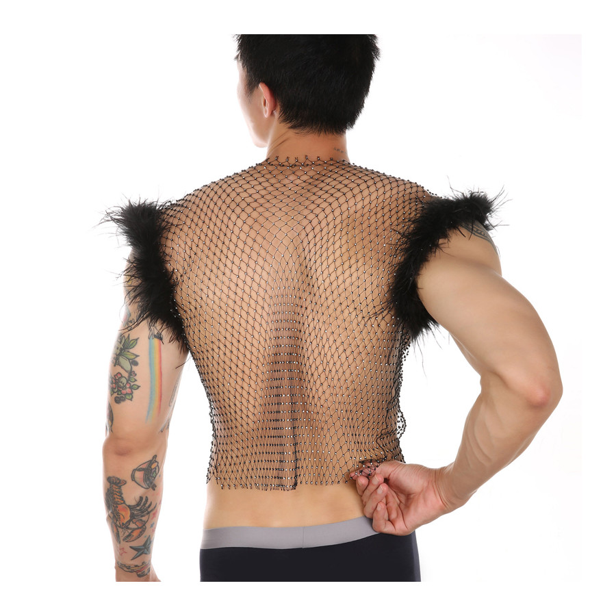 Débardeur Résille Perles et Plumes Nightfizz Noir