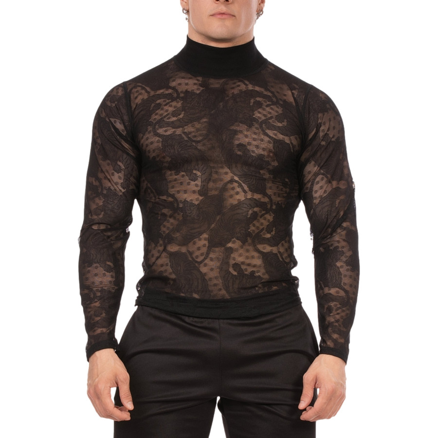 T-shirt Dentelle Mete Noir