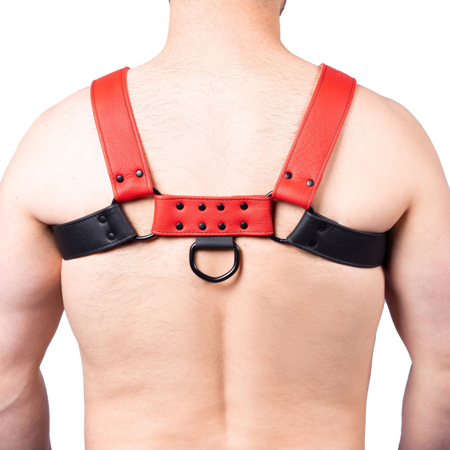Harnais en cuir Snap Noir-Rouge