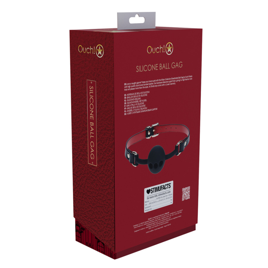 Bâillon-Boule Milan 41mm Noir et Rouge
