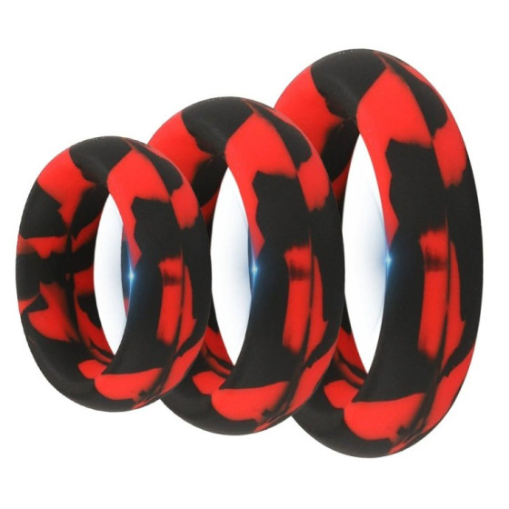 Pack 3 Cockrings Silimix Rouge-Noir