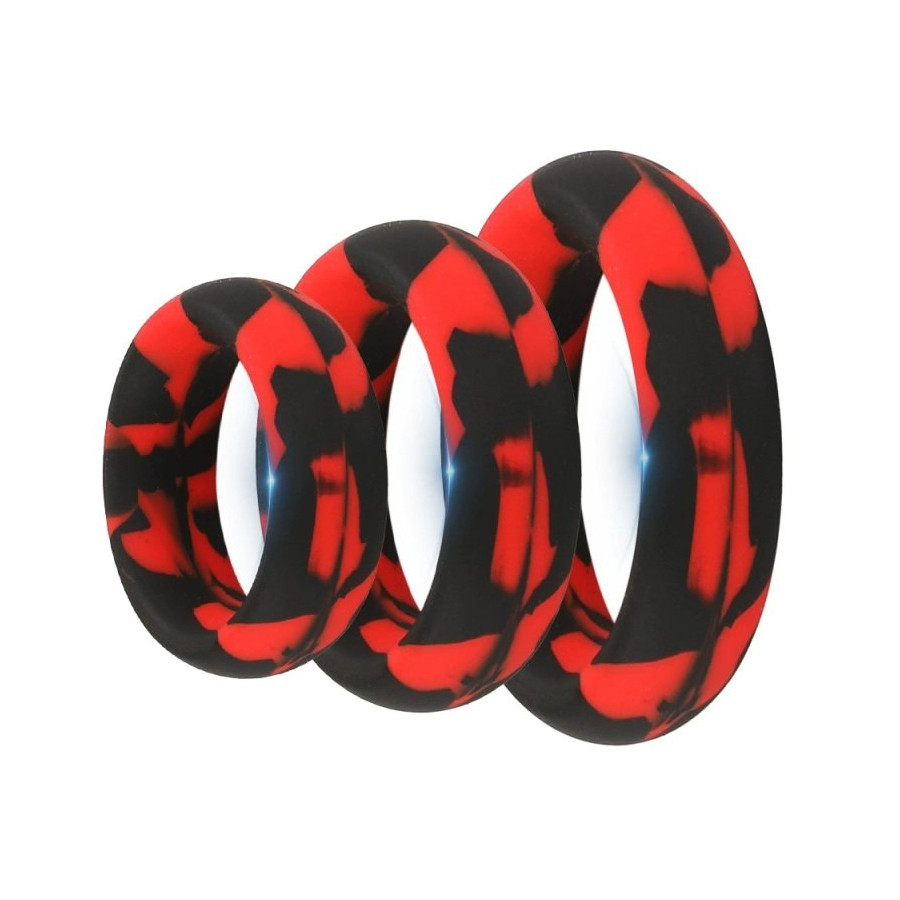 Pack 3 Cockrings Silimix Rouge-Noir