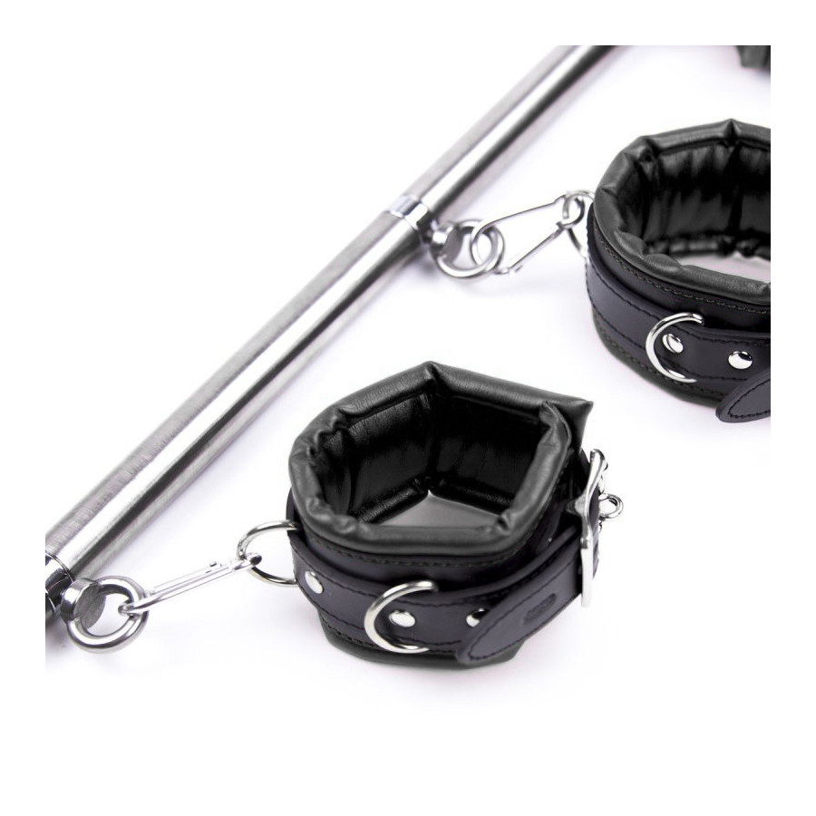 Kit Barre de maintien Collier et Menottes Simply Dom Noir