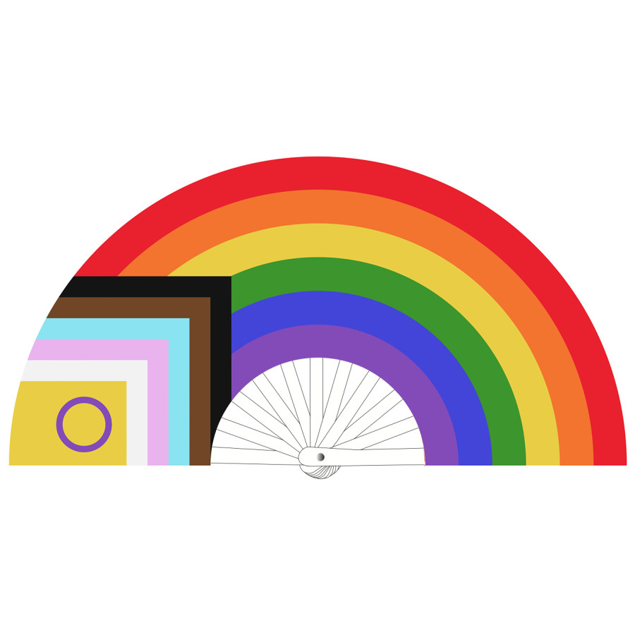 Éventail Géant Arc en ciel LGBTQIA+ 64cm