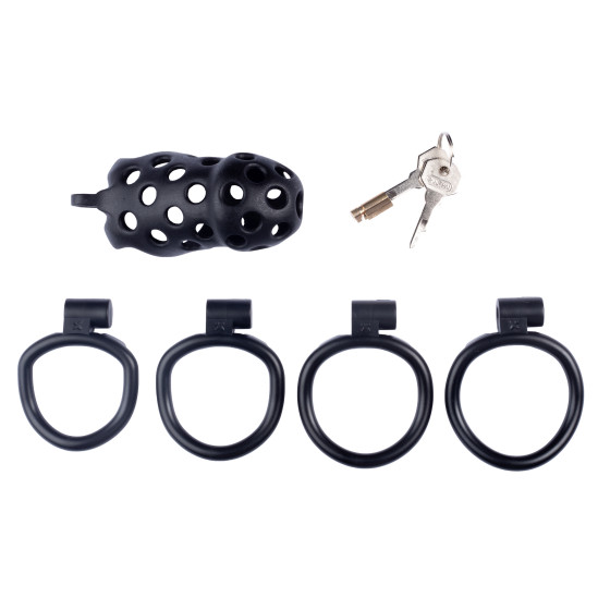 Cage de chasteté Dotty XL 10 x 4cm Noire