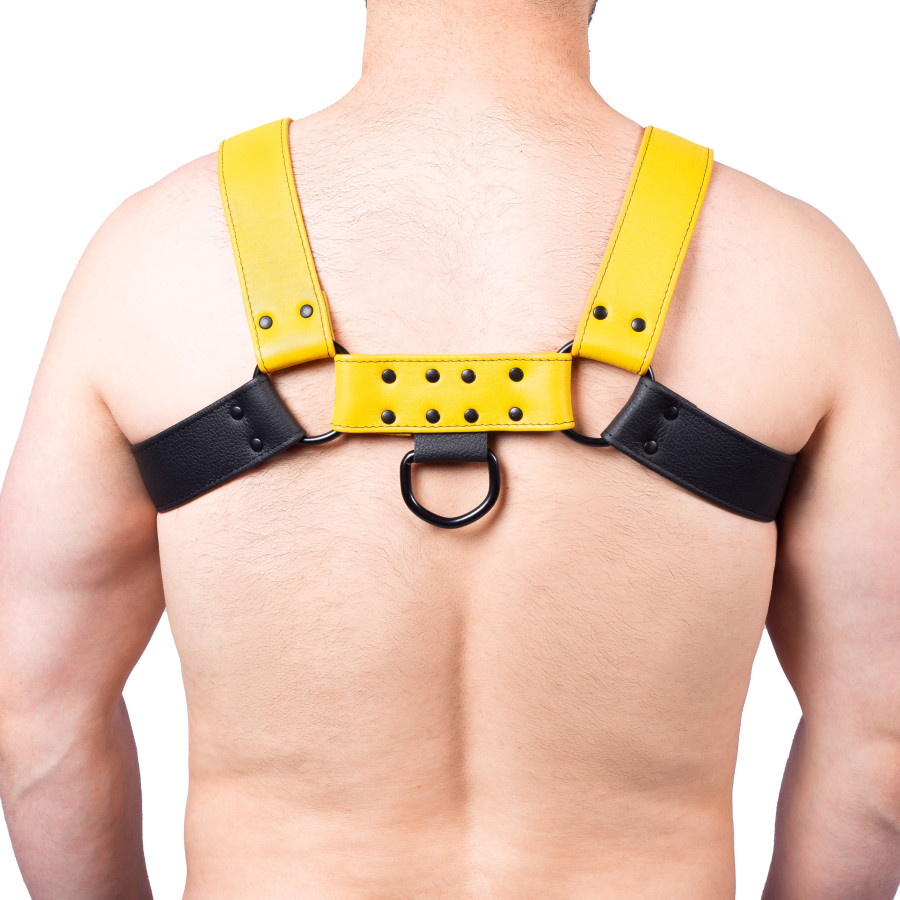 Harnais en cuir Snap Noir-Jaune