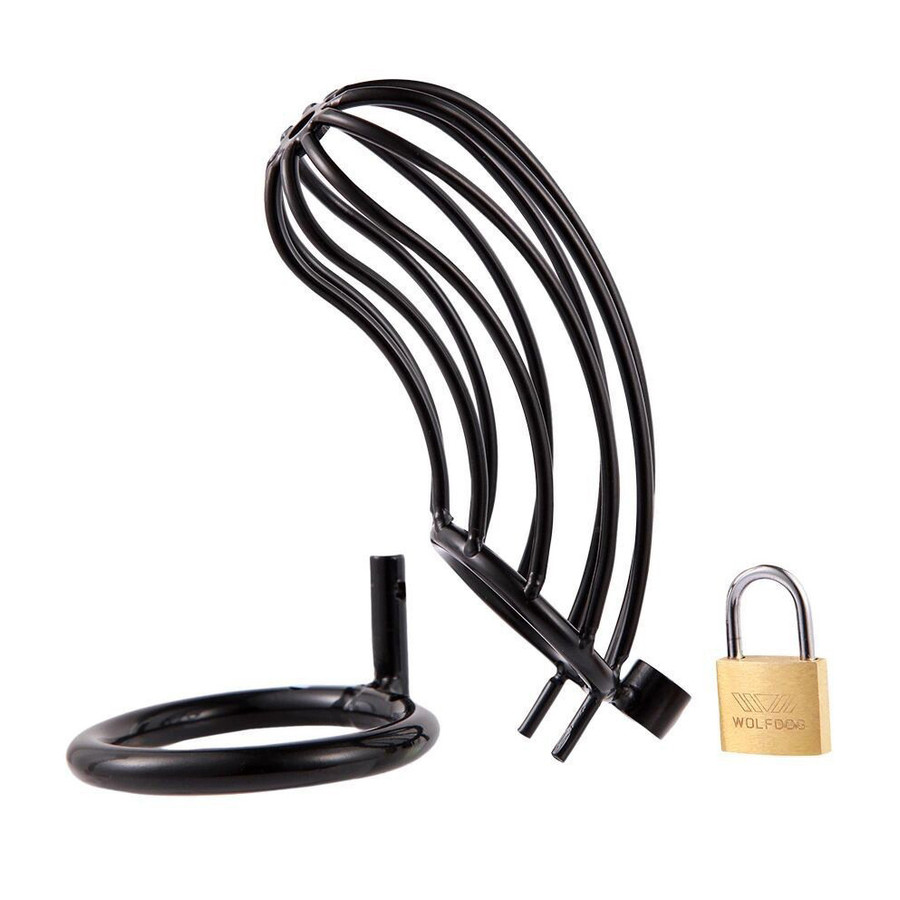 Cage de Chasteté en métal Grille 12 x 3.5cm | Anneau 50mm Noir