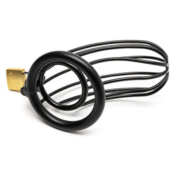 Cage de Chasteté en métal Grille 12 x 3.5cm | Anneau 50mm Noir