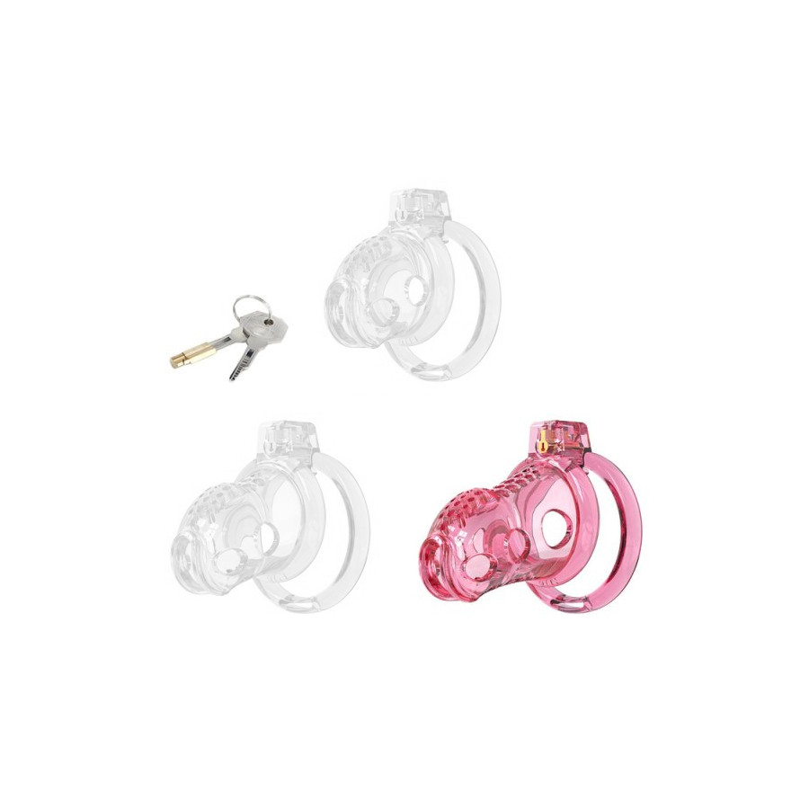Cage de Chasteté Silicone LOCK HOLE L 8.5 x 4cm Rose