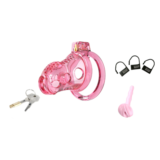 Cage de Chasteté Silicone LOCK HOLE L 8.5 x 4cm Rose