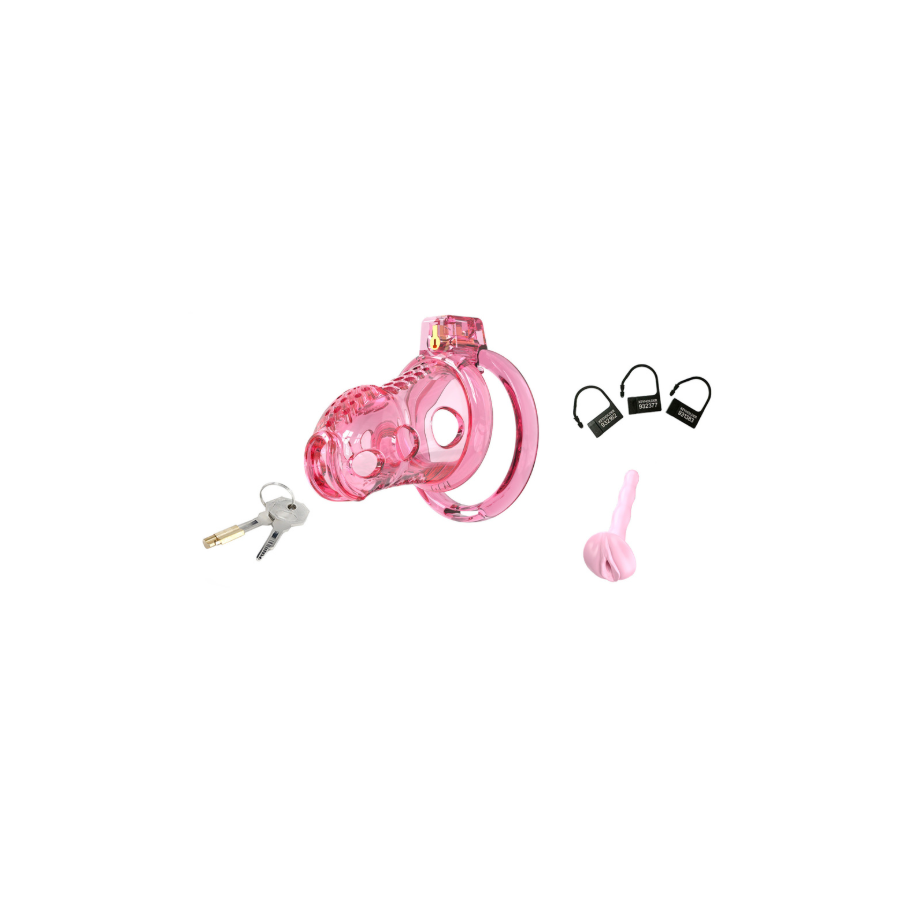 Cage de Chasteté Silicone LOCK HOLE L 8.5 x 4cm Rose