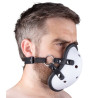 Masque avec Lanières en Cuir « Sniff my …. » Blanc