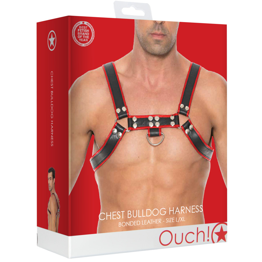 Harnais Chest Bulldog Noir-Rouge