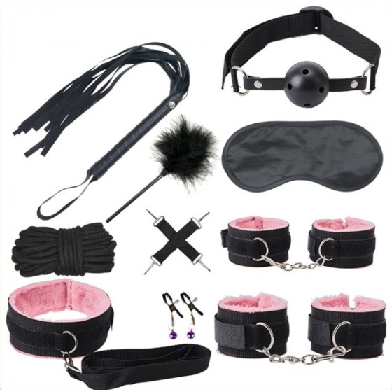 Kit Sm Bondage Push 9 Pieces Black-pink