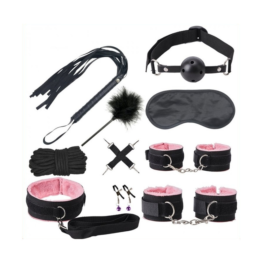 Kit Sm Bondage Push 9 Pieces Black-pink