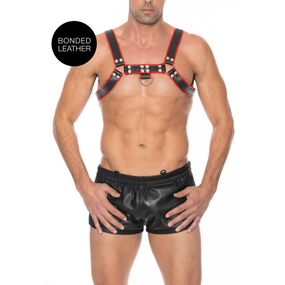 Harnais Chest Bulldog Noir-Rouge