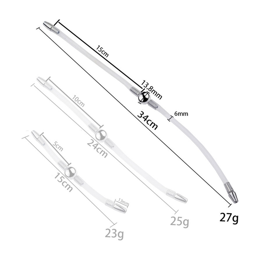 Double Tige d'urètre flexible Flexi Duo 34cm - Diamètre 8mm