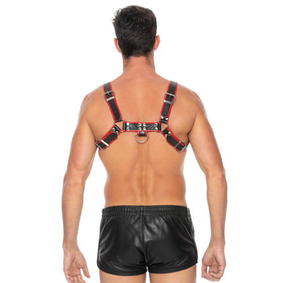 Harnais Chest Bulldog Noir-Rouge