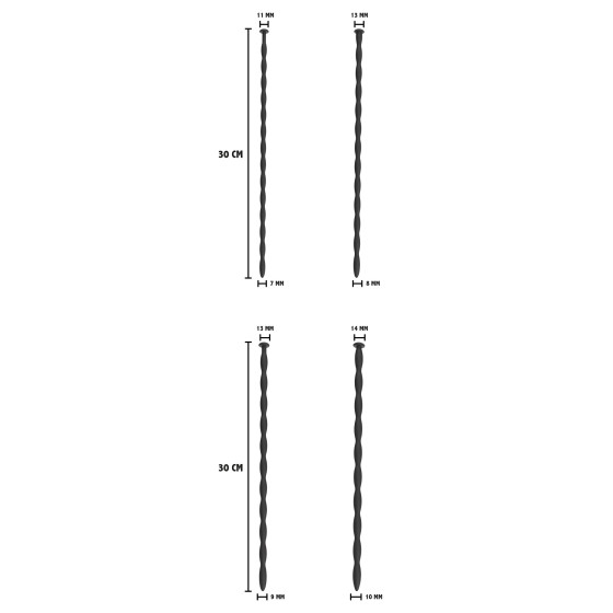 Lot de 4 Tiges d'urètre Advanced Dilator 30 cm - Diamètre 7 à 10mm