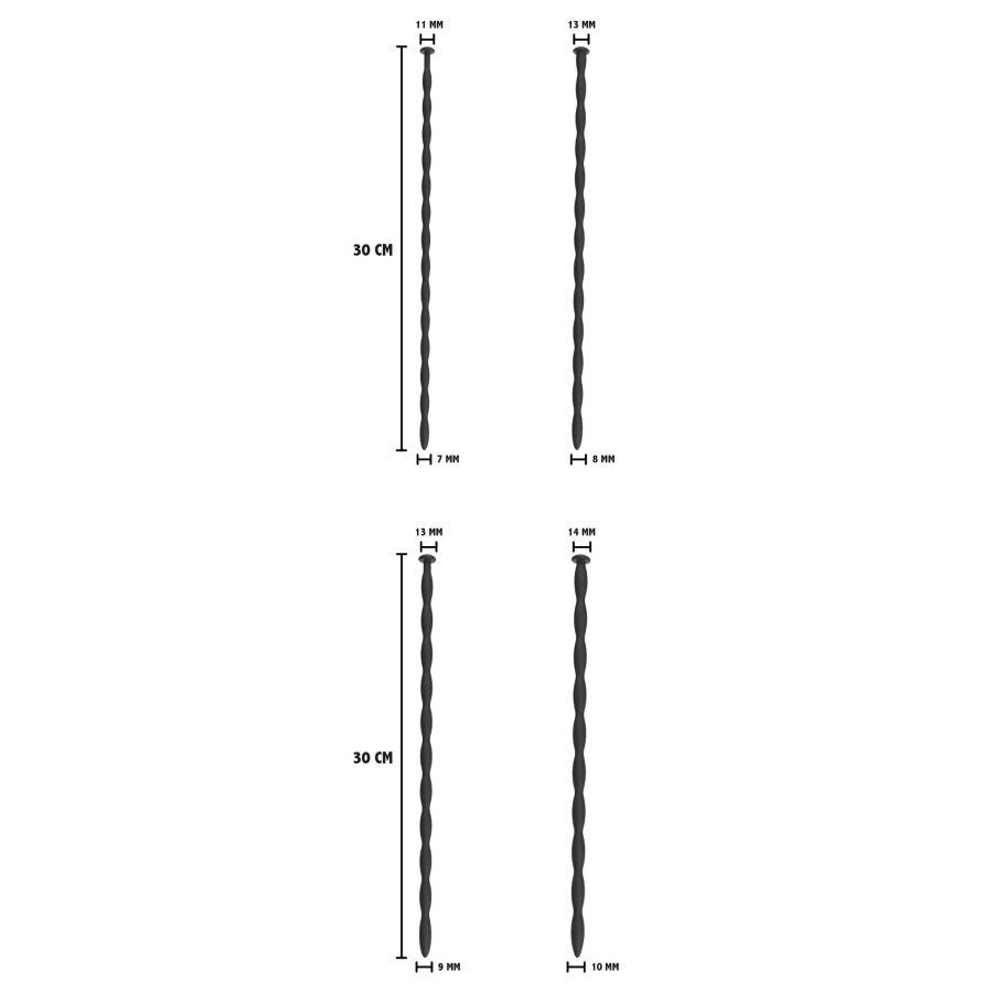 Lot de 4 Tiges d'urètre Advanced Dilator 30 cm - Diamètre 7 à 10mm