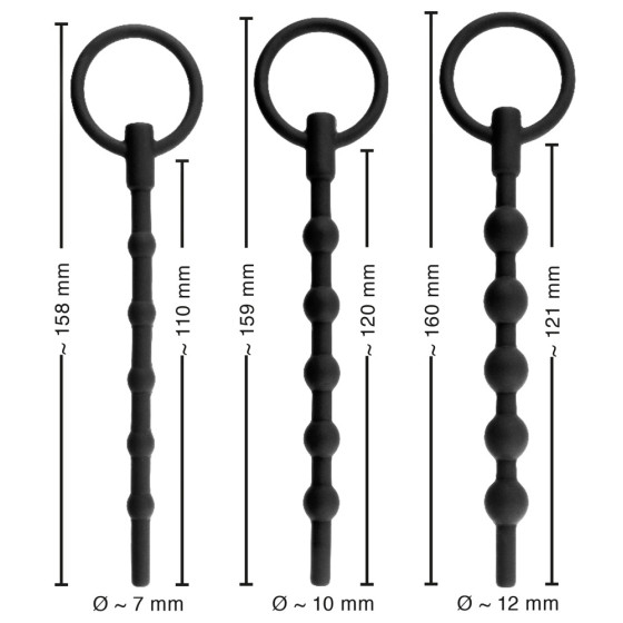 Kit de 3 Tiges d'urètre Training 12 cm - Diamètre 7 à 12mm