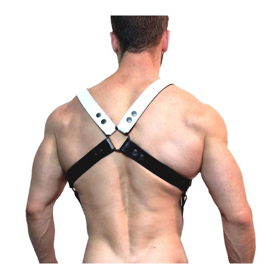 Harnais Bicolore avec Anneau Pénien Bikharness Noir et Blanc