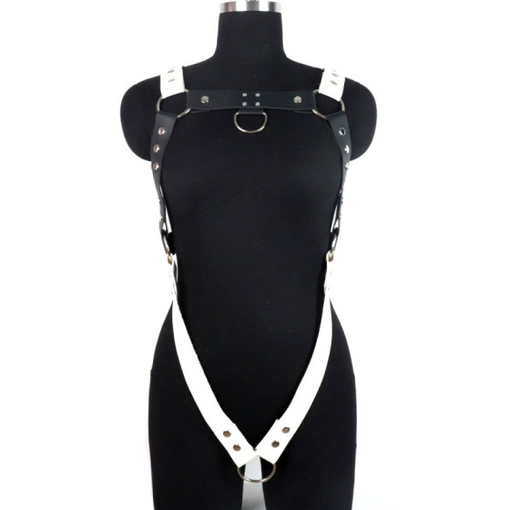 Harnais Bicolore avec Anneau Pénien Bikharness Noir et Blanc