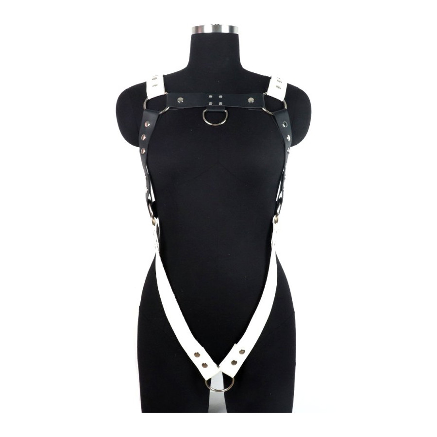 Harnais Bicolore avec Anneau Pénien Bikharness Noir et Blanc