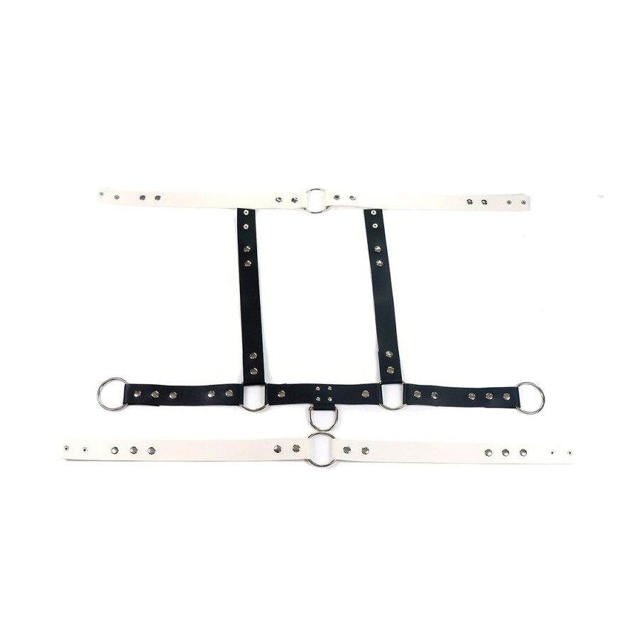 Harnais Bicolore avec Anneau Pénien Bikharness Noir et Blanc