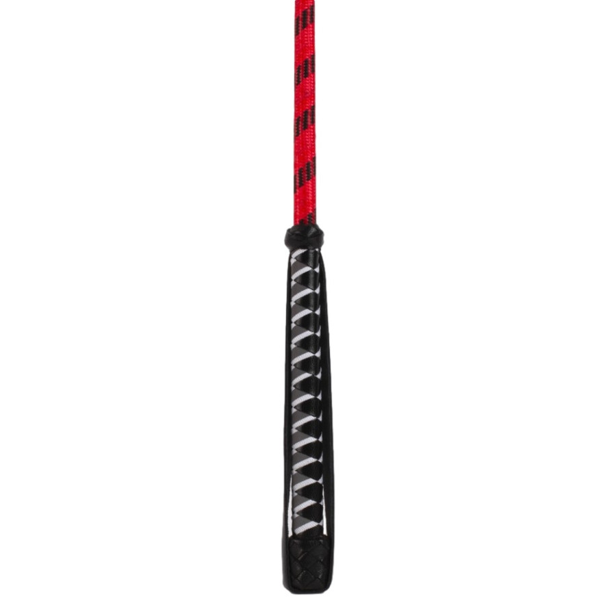 Cravache cuir et nylon Neon Stick 72cm Noir-Rouge