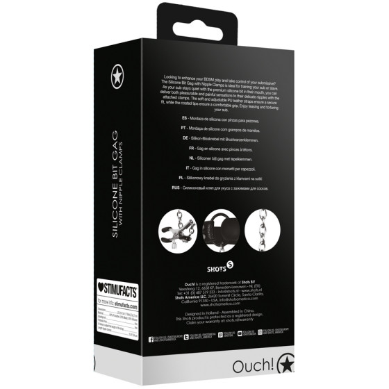 Bâillon avec Pinces Tétons Nipple Gag Noir